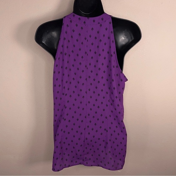 SMALL WORTHINGTON PURPLE SLEEVELESS BLOUSE FLOWY RUFFLE HALTER - Picture 5 of 12
